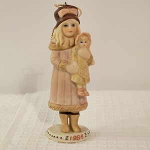 Jill Girl Ornament 3 1/2" tall Porcelain Dated 1986 From Jan Hagara